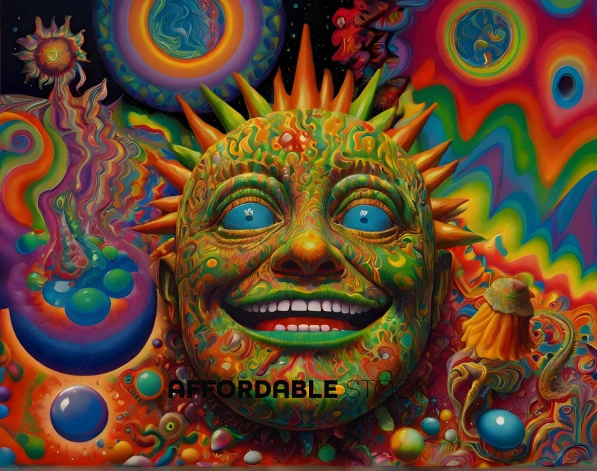 Vibrant Psychedelic Sun Illustration