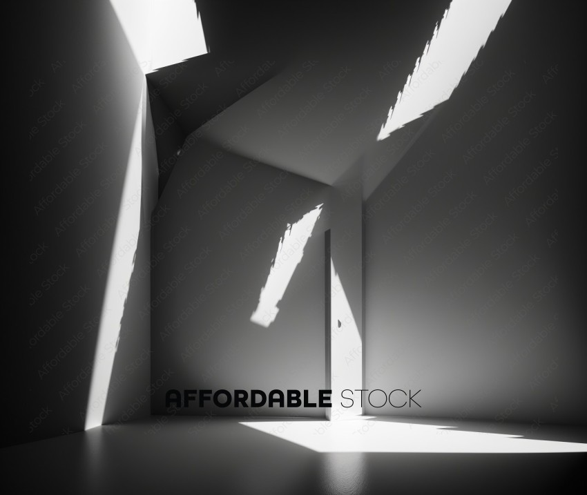 Abstract Light and Shadow Play in a Minimalist Room