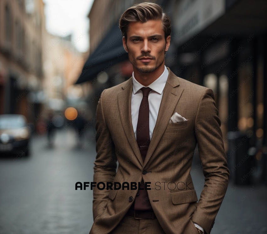 Confident Businessman in Suit Urban Background