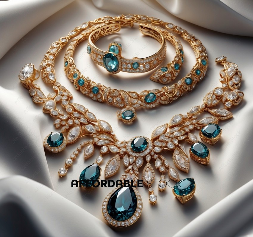 Luxurious Teal Gemstone Jewelry Set