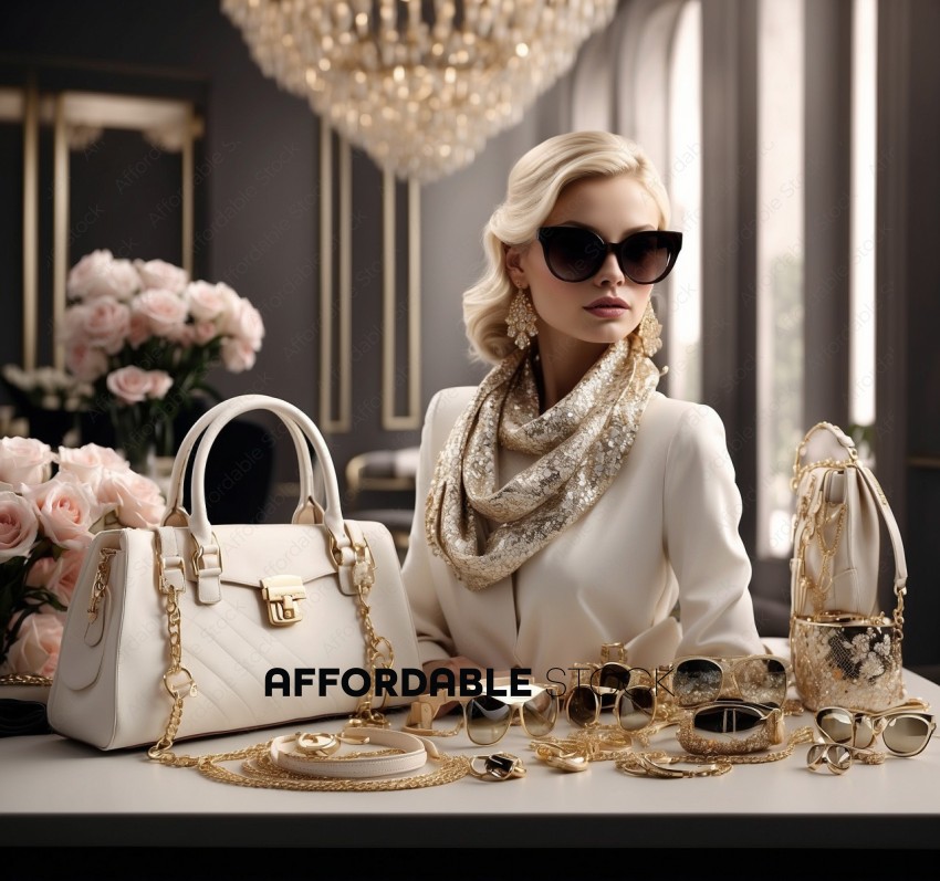 Elegant Woman with Luxury Fashion Accessories