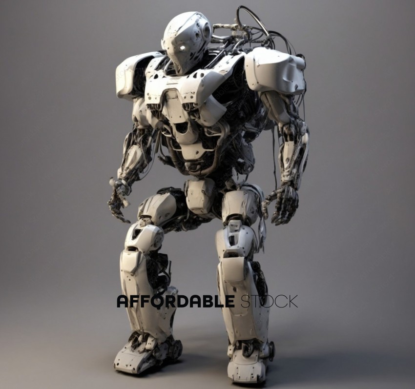 Futuristic White Humanoid Robot