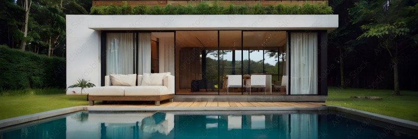 Modern Villa with Pool at Dusk