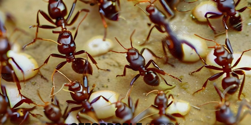 A group of ants on the ground