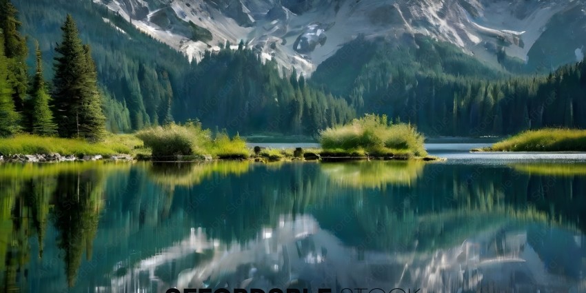 Reflection of a mountain in a lake