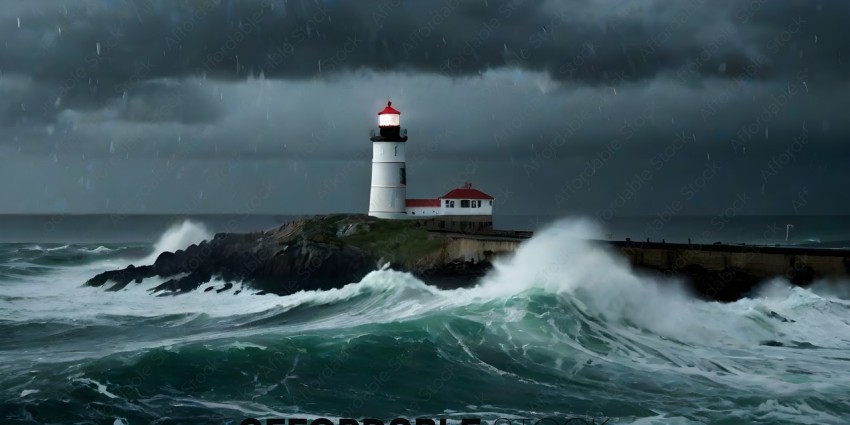A lighthouse in the middle of a storm
