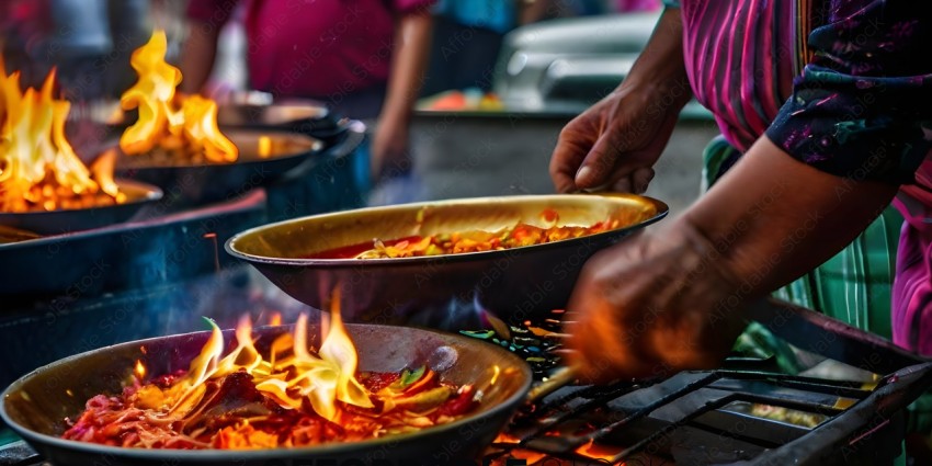 A person cooking food on a grill