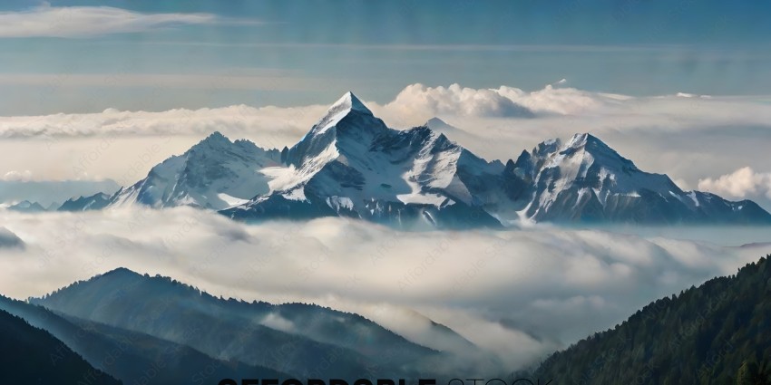 A mountain range with clouds in the background