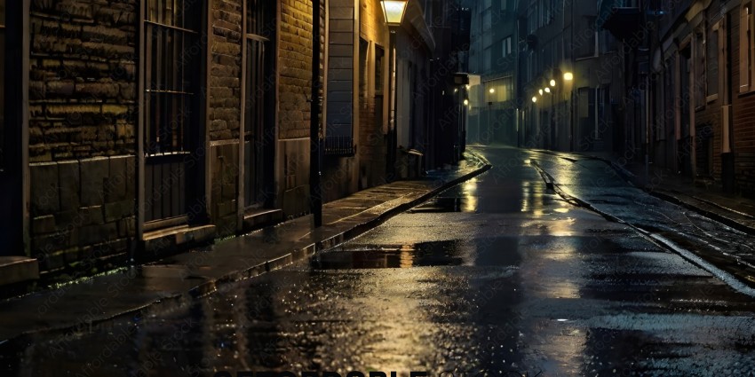 Rainy Night on a City Street