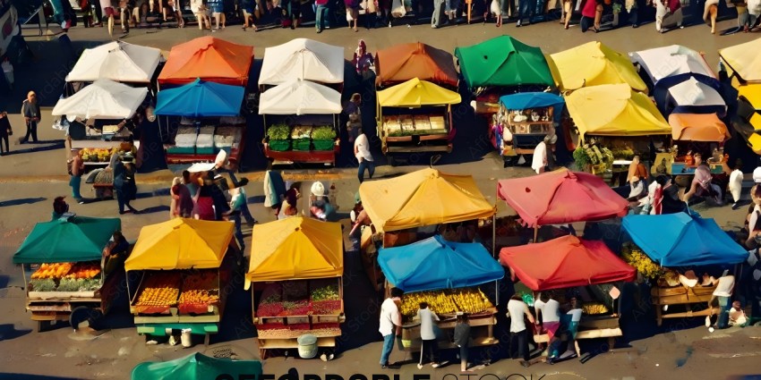People shopping at a farmers market