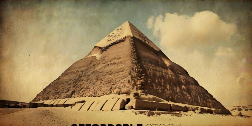 Ancient Egyptian Pyramid with Clouds in the Background