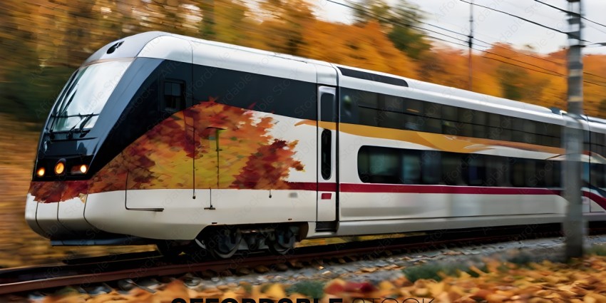 A train with a fall scene on it