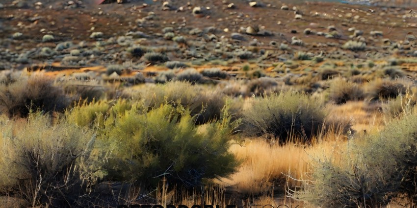 Tall Grasses and Bushes in a Desert-like Environment