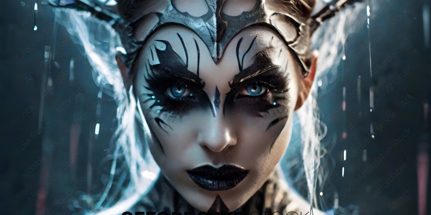 Woman with face paint and horns
