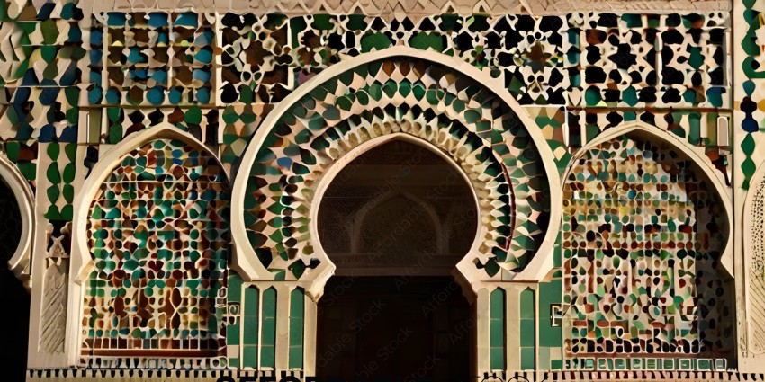 A colorful archway with intricate patterns