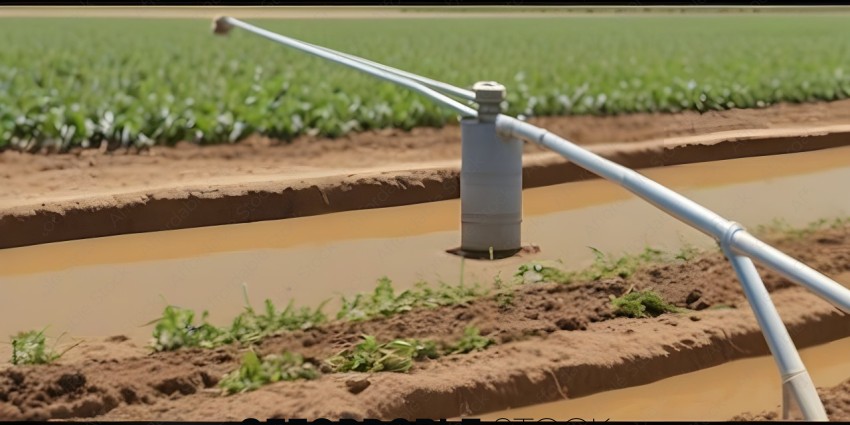 A water pipe is running through a field