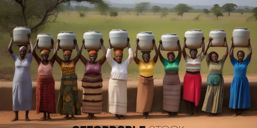 Women in Africa carrying water in large containers
