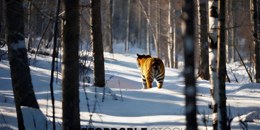 A Tiger Walking Through the Snow