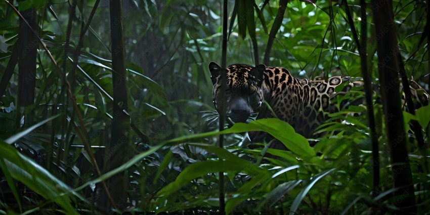 A jaguar in the jungle
