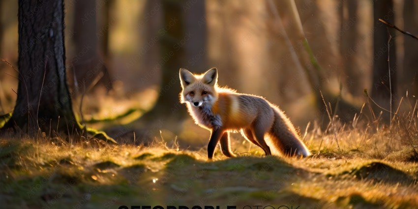 A small fox is standing in the grass