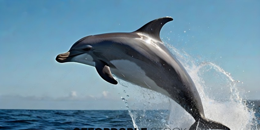A dolphin leaps out of the water