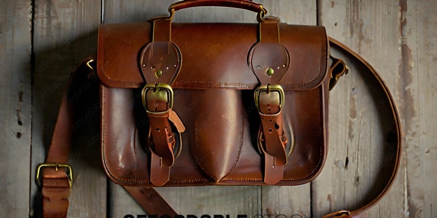 Brown leather bag with two straps