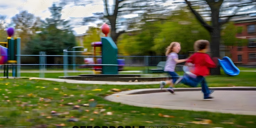 A girl running on a playground