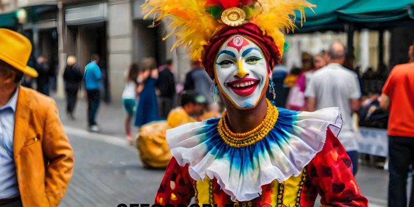 Man in colorful costume with painted face