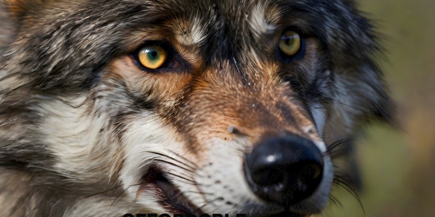 Wolf with blue eyes and brown nose