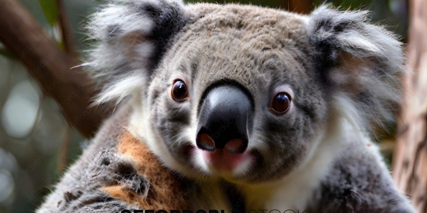A close up of a koala's face