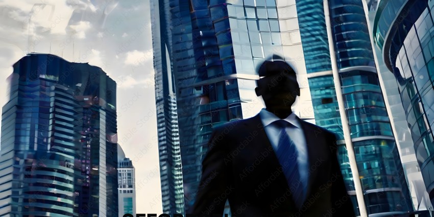 A man in a suit walking in front of a building
