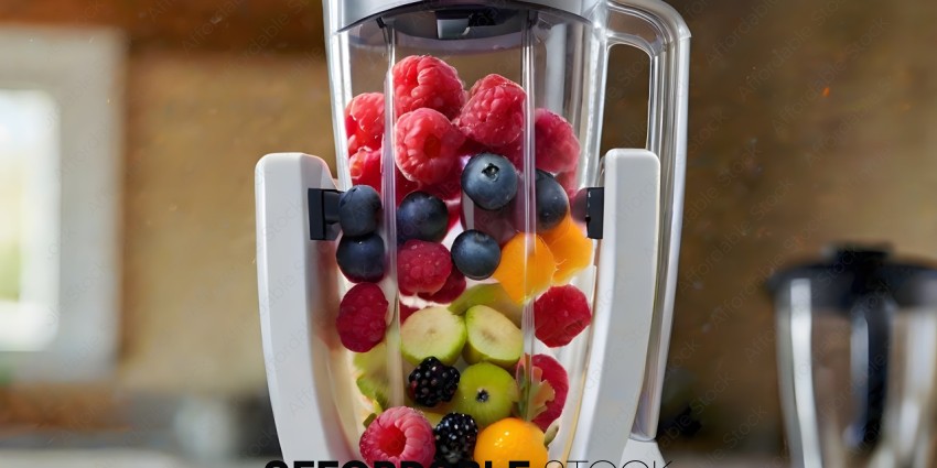 Blender full of fruits and berries