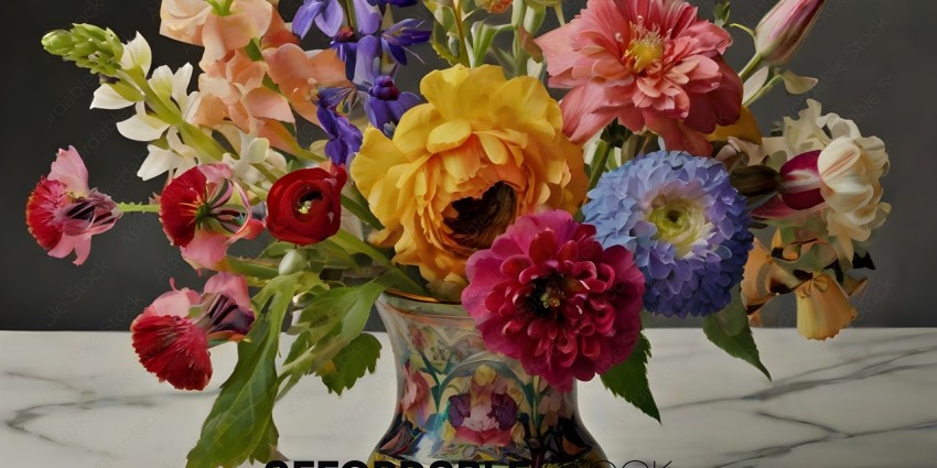 Vase of colorful flowers