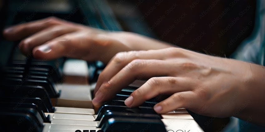 A person playing the piano with their right hand
