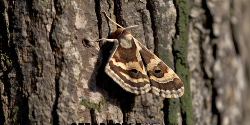 A butterfly rests on a tree trunk
