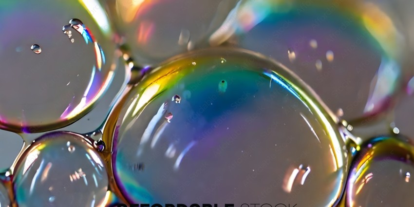 A close up of a bubble with rainbow colors