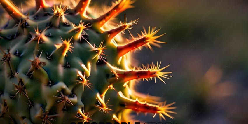 A close up of a cactus with many spikes