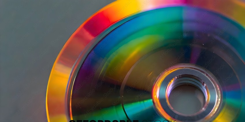 A colorful CD with a silver center