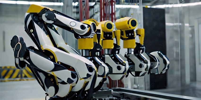 A group of robots with yellow and white faces