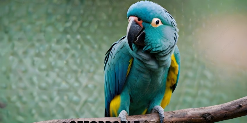 A green and yellow parrot with a blue head