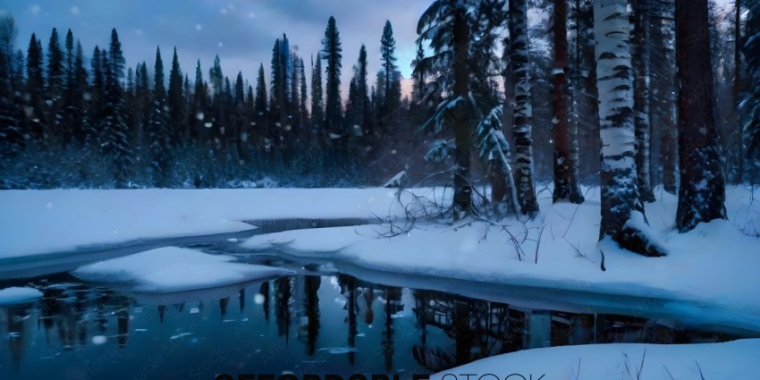 Snowy Forest Reflection