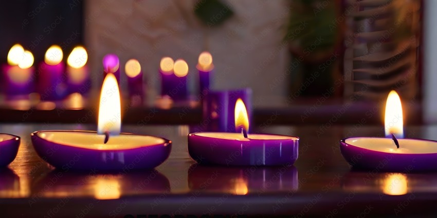 Purple Candles on a Table