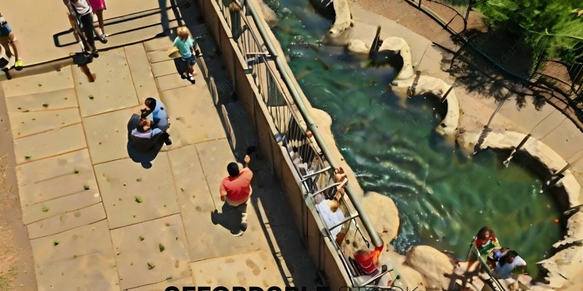 People looking at a zoo exhibit