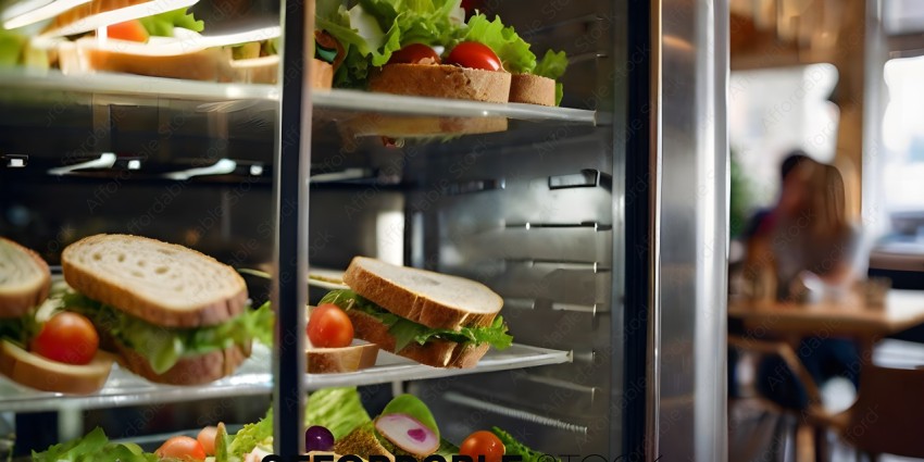 Sandwiches in a display case