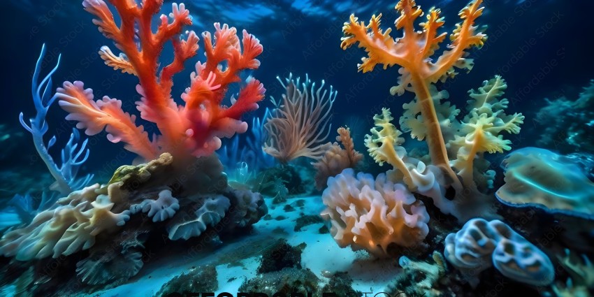 Coral Reef with a variety of sea creatures