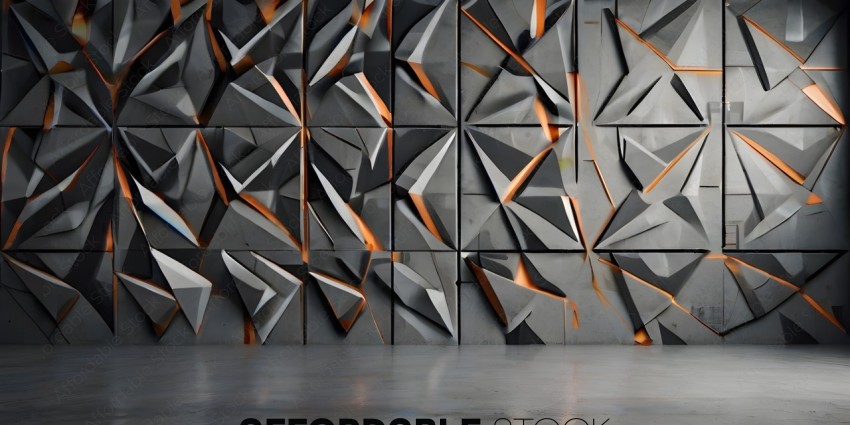 A wall with a pattern of triangles and squares