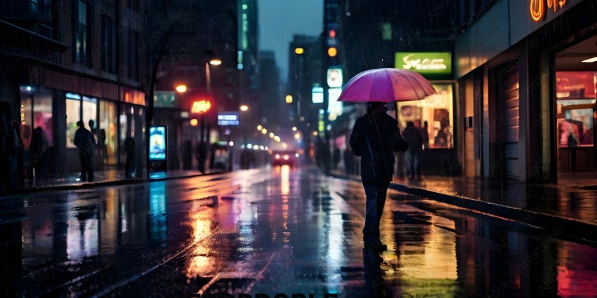 A person holding a pink umbrella in the rain