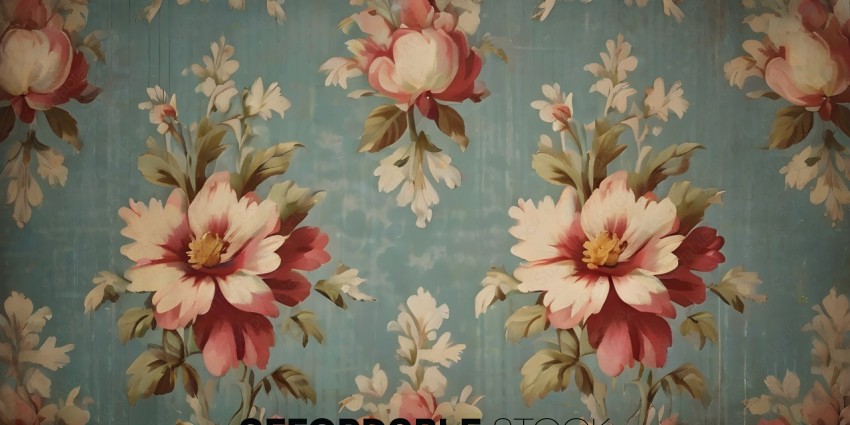Floral Patterned Wallpaper with Pink and White Flowers