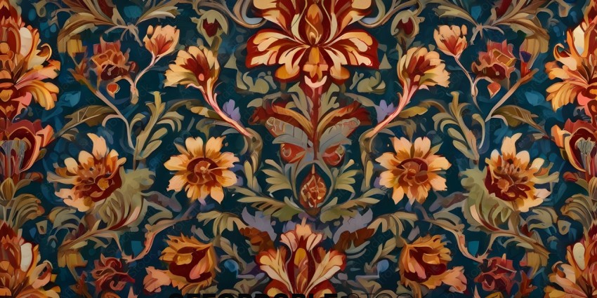 A colorful, intricate design with flowers and leaves