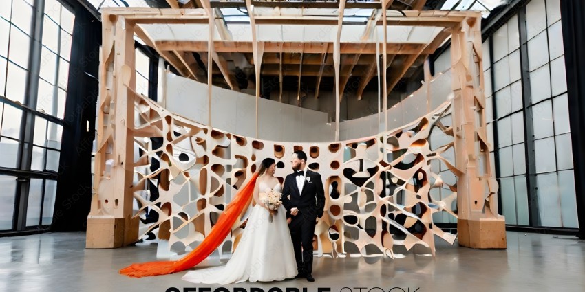 Bride and Groom in a Modern Art Museum